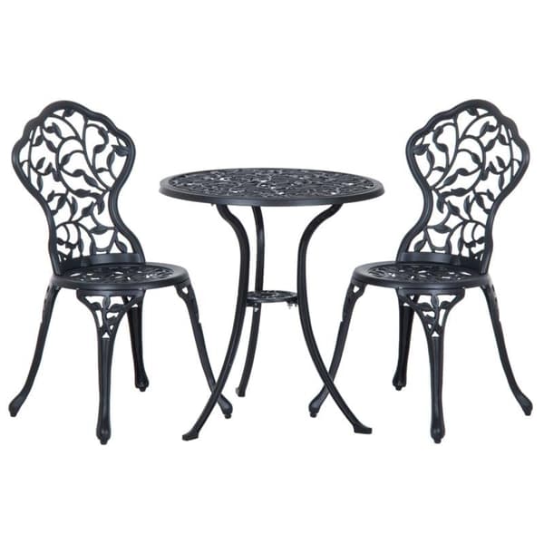 Rootz Bistro Set - Trädgårdsset i aluminium - Balkongset - Balkongmöbelset - Bistrobordsstolar - Trädgårdsmöbler - Svart