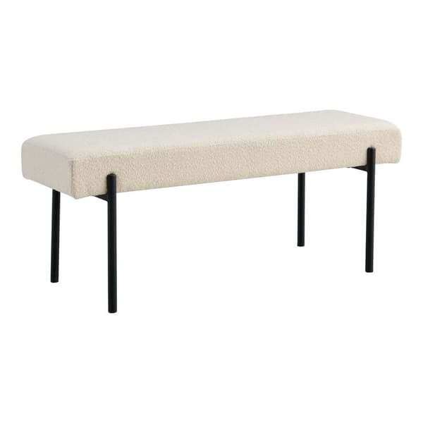 Swindon benk bouclé hvit.