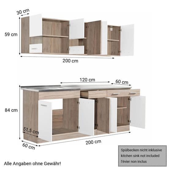 Keittiön penkki 200 cm Kaapistolla - Valkoinen