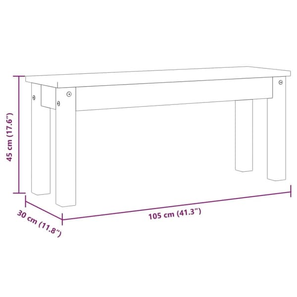 vidaXL Ruokapenkki Panama 105x30x45 cm täysi mänty