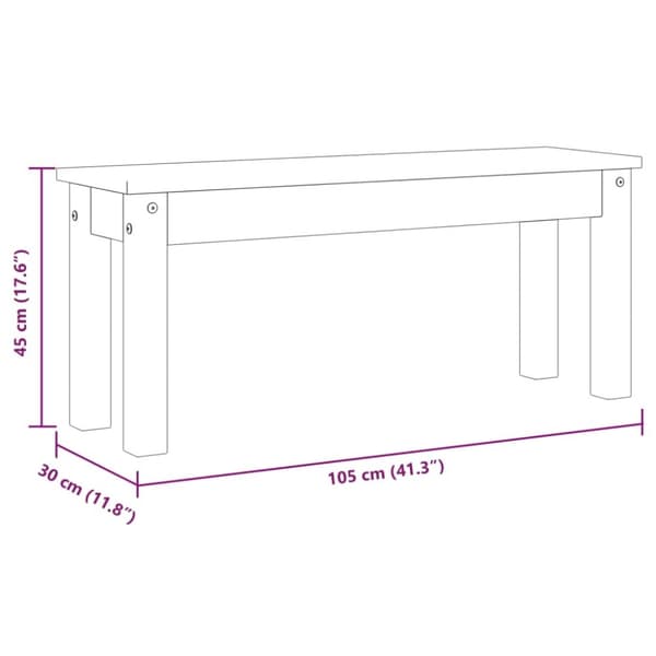 vidaXL Ruokapenkki Panama valkoinen 105x30x45 cm täysi mänty