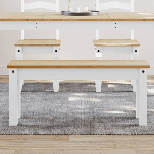spisebordsbænk Panama 105x30x45 cm massivt fyrretræ hvid