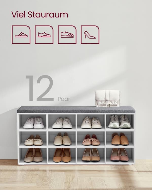 Shoe Bank - med lagringsutrymme - 12 fack - klassisk vit