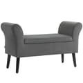 Miniatyrbild 6 av 6: Rootz stoppad förvaringsbänk - Elegant sittplats - Tyg i sammetslook - Andningskomfort - 111,5 cm x 41 cm x 65 cm - Mörkgrå