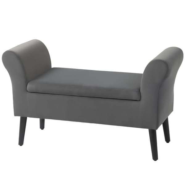 Rootz stoppad förvaringsbänk - Elegant sittplats - Tyg i sammetslook - Andningskomfort - 111,5 cm x 41 cm x 65 cm - Mörkgrå