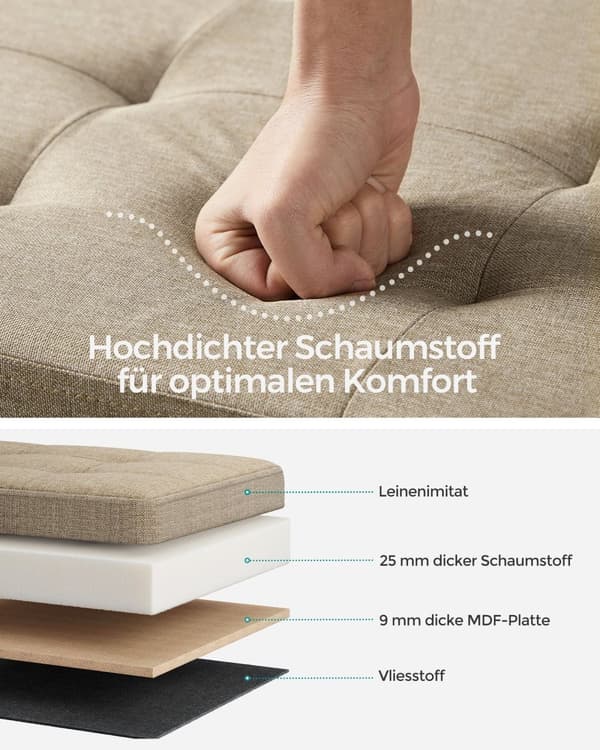 Sofa - 110 cm - sammenfoldelig med lagerplads - Let taupe