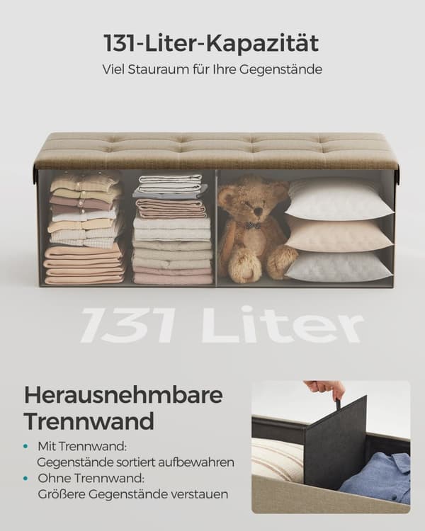 Sofa - 110 cm - sammenfoldelig med lagerplads - Let taupe