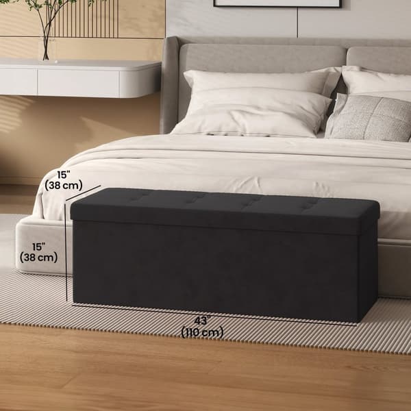 Jakkara, jossa säilytystila - Velvet Bench 38x110x38 cm - taitettava istuinlaatikko - tummanharmaa