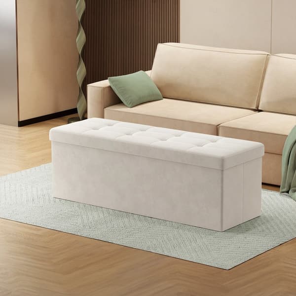 Avföring med förvaringsutrymme - Velvet Bench 38x110x38 cm - Folding Seat Box - Dark Grey