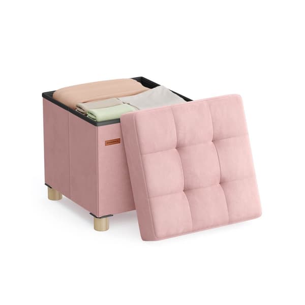 Lagringsbänk - 38x38x40 cm - fotpall 37L - rosa