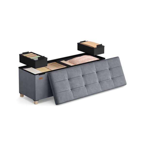 Varastointipenkki kannen kanssa - 110x38x40 cm - jalkapankki 112L - beige