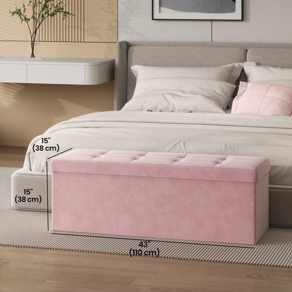 Jakkara, jossa säilytystila - Velvet Bench 38x110x38 cm - taitettava istuinlaatikko - tummanharmaa