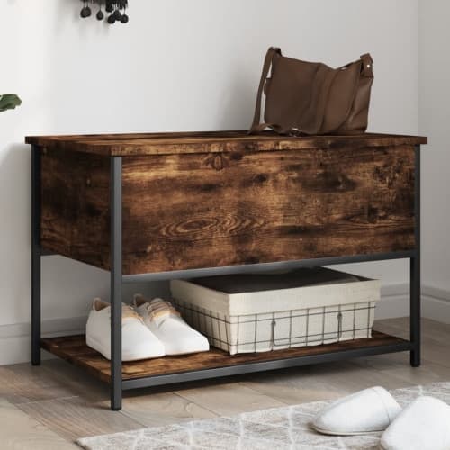 Förvaringsbänk rökfärgad ek 70x42,5x47 cm konstruerat trä