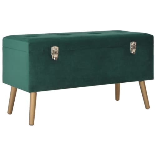 Bänk med förvaringsutrymme 80 cm grön sammet