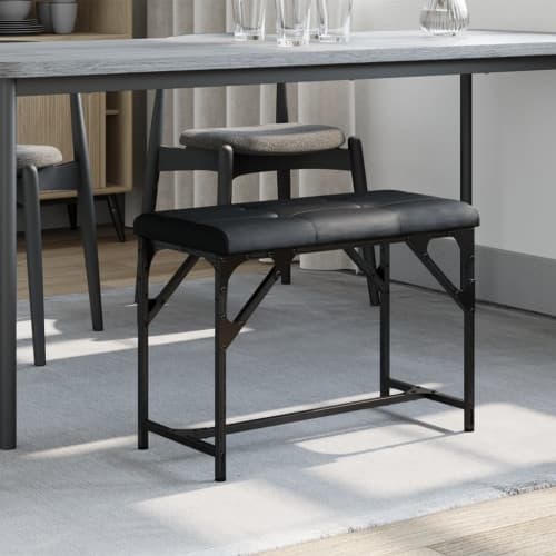 Matsalsbänk svart 62x32x45 cm stål och konstläder
