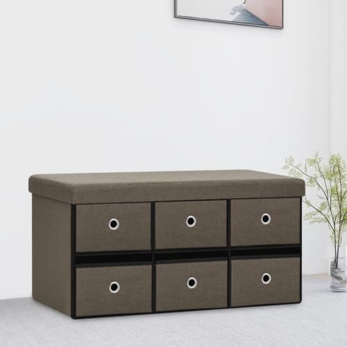 Hopfällbar förvaringsbänk brun 76x38x38 cm konstlinne