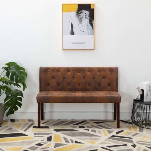 Bänk 120 cm konstmocka brun