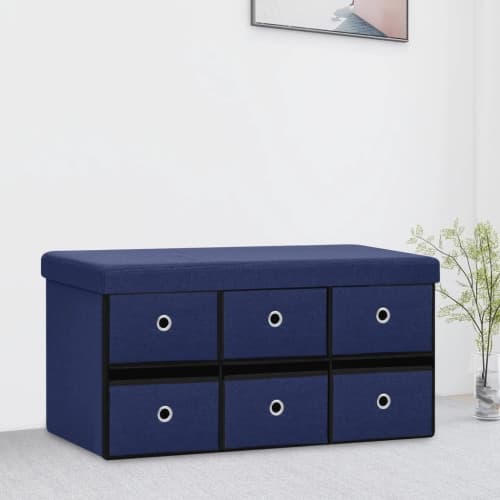 Hopfällbar förvaringsbänk blå 76x38x38 cm konstlinne
