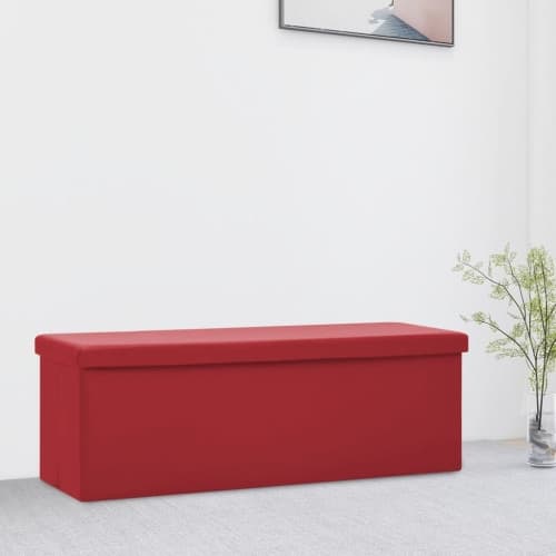 Hopfällbar förvaringsbänk vinröd PVC