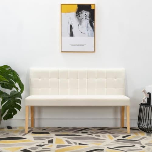 Bänk 140 cm gräddvit sammet