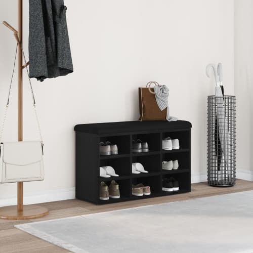 Förvaringsbänk svart ek 80x30x48 cm konstruerat trä