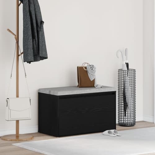 Hallbänk svart ek 80x40x45 cm konstruerat trä