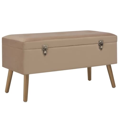 Bänk med förvaringsutrymme 80 cm beige sammet