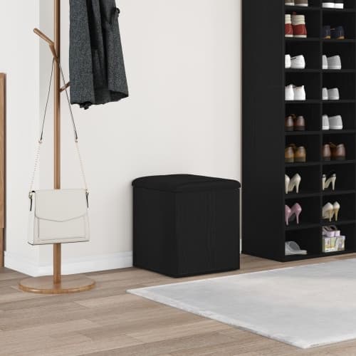 Förvaringsbänk Svart ek 42x42x45 cm Massiv trä