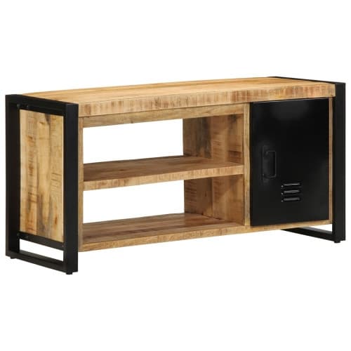 Skobänk 100x40x50 cm Massivt Trä Grovt Mangoträ
