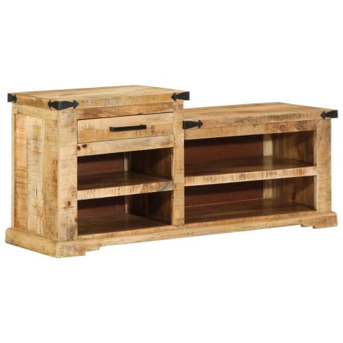 Skobänk 110x35x50 cm Massivt Grovt Trä Mango