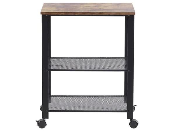 Tarjoiluvaunu tumma mänty puu/musta 40L x 50W x 86H cm 3 laatikkoa industriaalinen tyyli