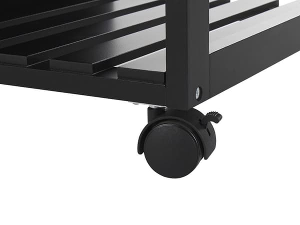 Serveringsvogn Lyst Træ MDF Sort Metal 76 x 48 x 88 cm Køkkenvogn Skuffer Opbevaring Skab Hylder Hjul Stue Køkken Indretning Tilbehør