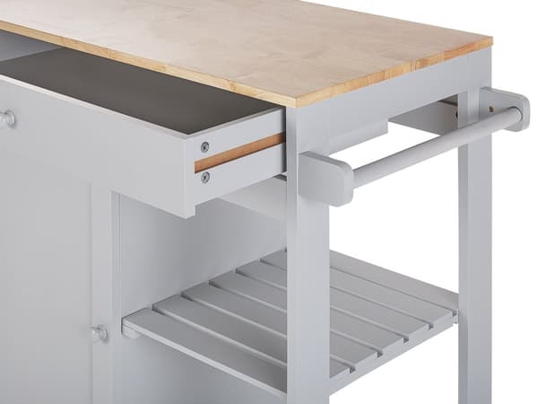 Tarjoiluvaunu harmaa MDF-levy 75 x 43 x 87 cm pyörillä kaapilla laatikolla hyllyillä moderni