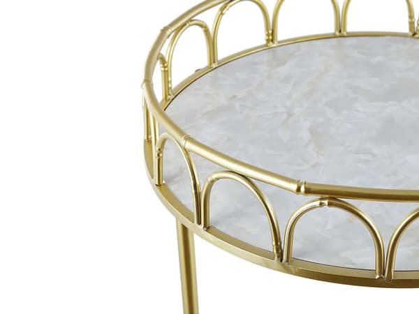 Rullebord Guld Stel Marmoreffekt med Hjul