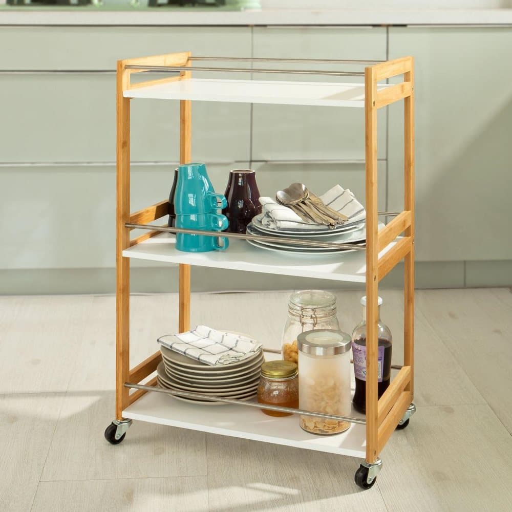 SoBuy Serveringsvagn Rullvagn drinkvagn, Kökshylla, FKW32-WN