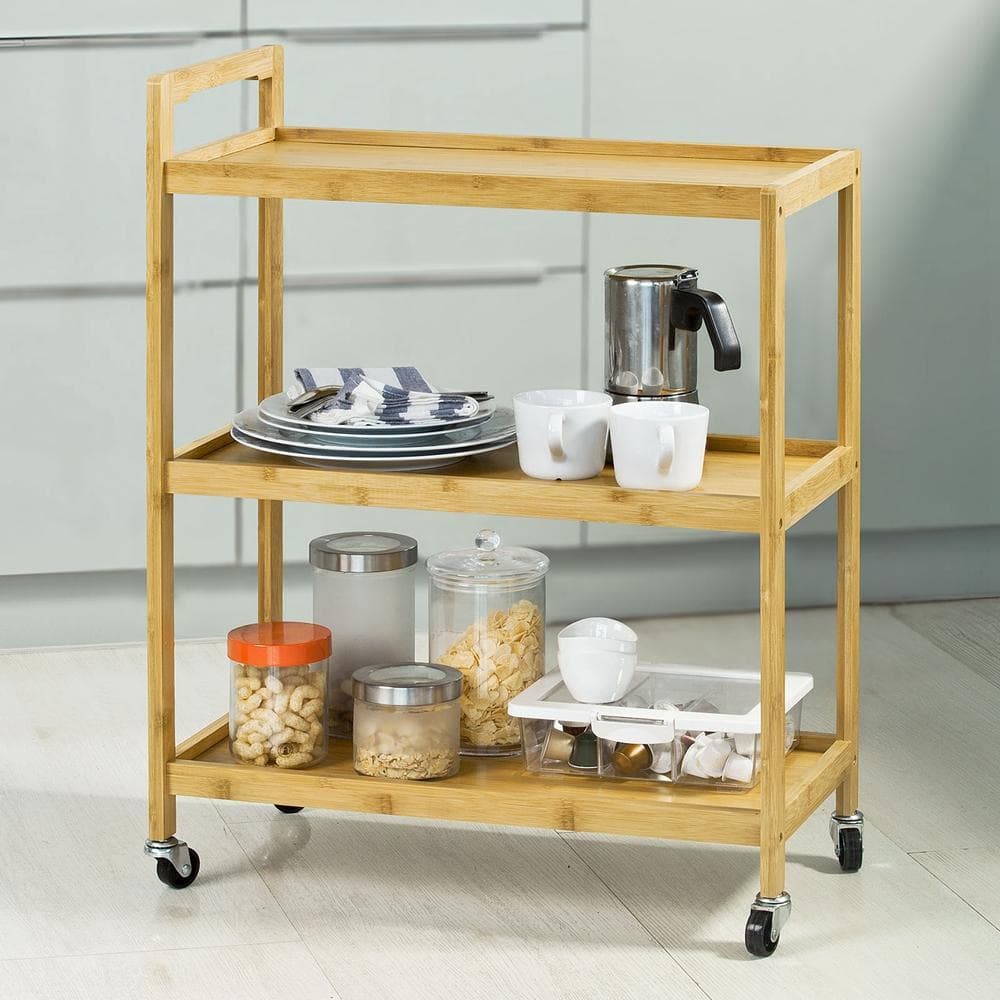SoBuy, kökshylla,Rullvagn,Serveringsvagnar,Hylla med hjul,Testad för 50 kg,FKW34-B-N