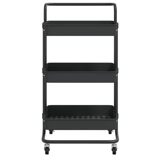 vidaXL køkkenvogn med 3 hylder 42x35x85 cm jern og ABS sort