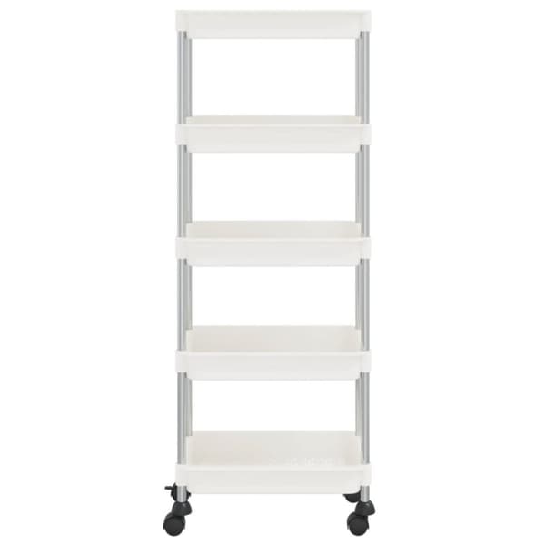 vidaXL køkkenvogn med 5 hylder 42x29x128 cm jern og ABS hvid