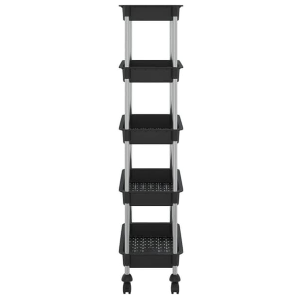vidaXL køkkenvogn med 5 hylder 42x29x128 cm jern og ABS sort