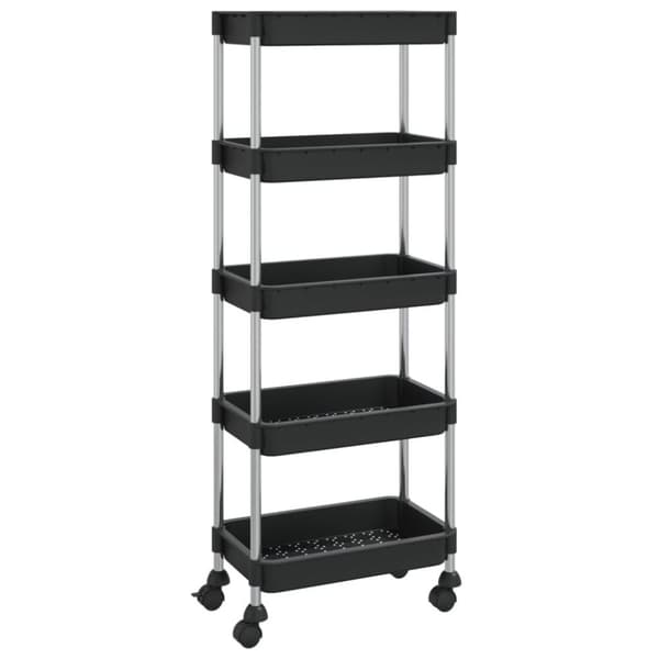vidaXL køkkenvogn med 5 hylder 42x29x128 cm jern og ABS sort