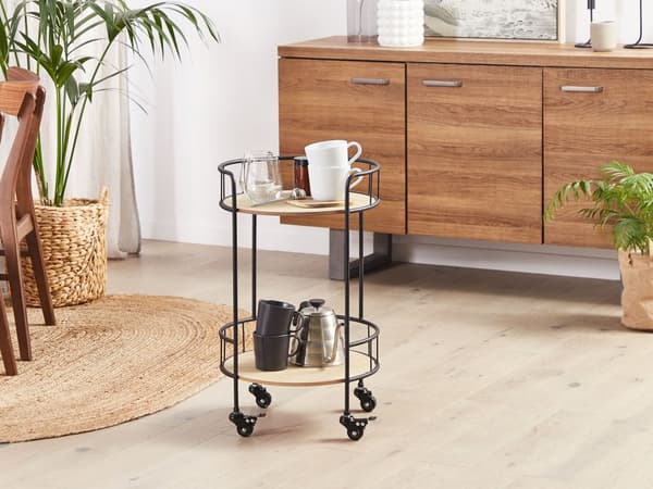 Rullebord i Sort og Naturligt Farve Metal Køkkenbord