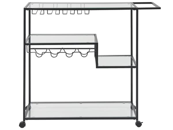 Køkkenvogn i Metal i Sort Farve med Glas Top