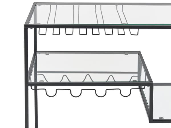 Køkkenvogn i Metal i Sort Farve med Glas Top