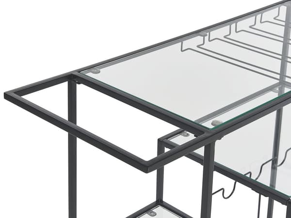 Køkkenvogn i Metal i Sort Farve med Glas Top