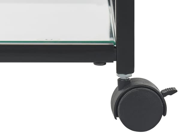 Køkkenvogn i Metal i Sort Farve med Glas Top