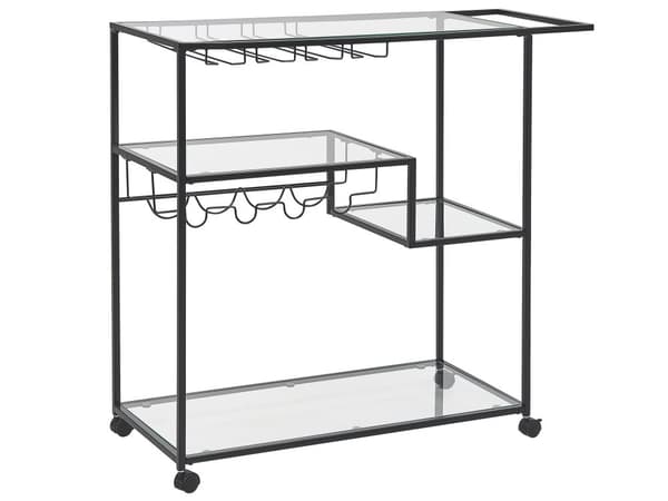 Køkkenvogn i Metal i Sort Farve med Glas Top