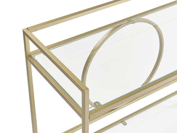 Køkkenvogn i Metal i Guld Farve med Glas Top