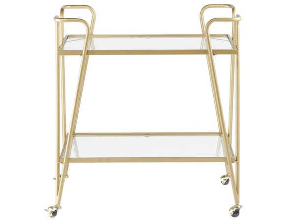 Køkkenvogn i Metal i Guld Farve med Glas Top