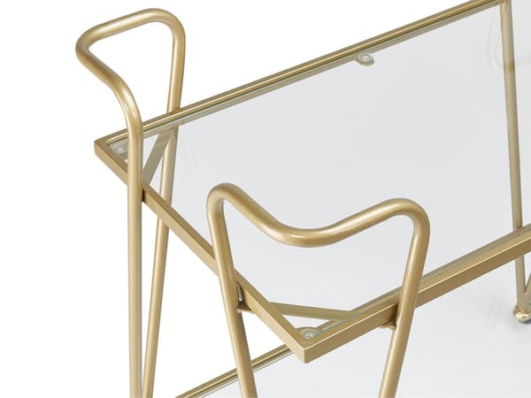 Køkkenvogn i Metal i Guld Farve med Glas Top