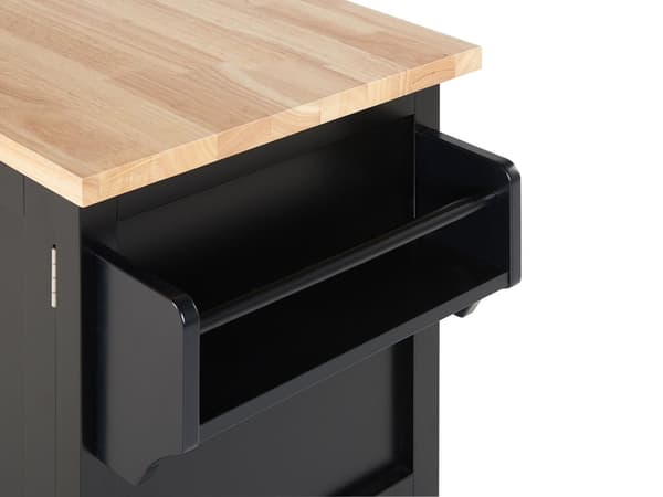 Tarjoiluvaunu musta 102 x 90 x 44 cm MDF-levy metalli puu 2-ovinen pyörät hyllyt
